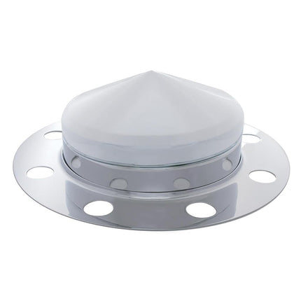 United Pacific 10137 Chrome Pointed Front Axle Cover 3PC Kit With 33mm Nut Cover - Steel/Aluminum Wheel