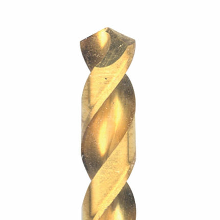 BOSCH TI2149 Broca de metal recubierta de nitruro de titanio de 1 pieza de 11/32 pulg. x 4-3/4 pulg. con vástago reducido de 3/8 pulg. para aplicaciones en aceros al carbono de gran calibre, metal de calibre ligero, madera dura