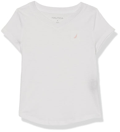 Nautica Girls' Short Sleeve V-Neck T-Shirt, Solid 