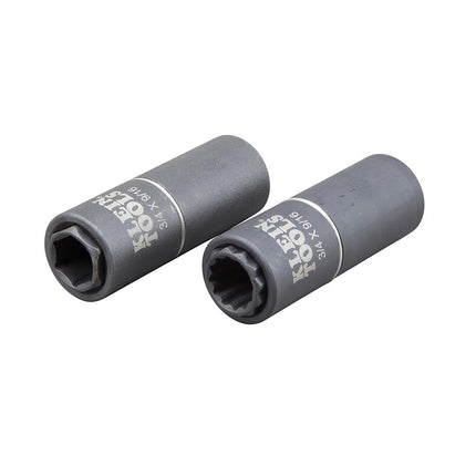 Klein Tools 66001 2-in-1 Impact Socket, Socket Wrench Sizes 3/4-Inch and 9/16-Inch Hex, 12-Point Deep Socket with 1/2-Inch Drive