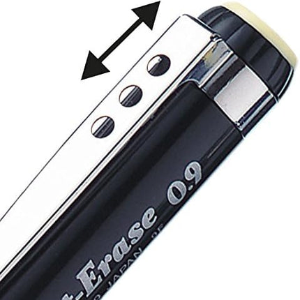 Portaminas Pentel de 0.9 mm Twist Erase III, borrador giratorio, minas HB de Super Hi-Polymer precargadas, cuerpo negro, paquete de 3