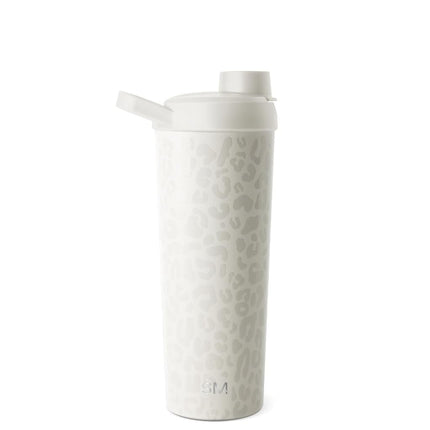 Simple Modern Stainless Steel Shaker Bottle with Ball 24oz | Metal Insulated Cup for Protein Mixes, Shakes and Pre Workout | Rally Collection | Cream Leopard