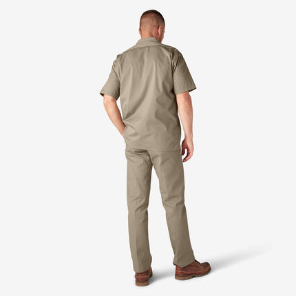 Dickies Mens Short-Sleeve Work Shirt, 3XT, Dark Brown