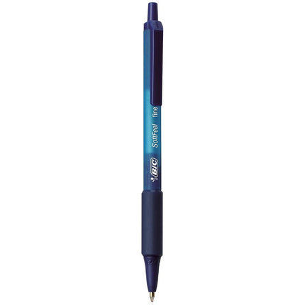 Stylo-bille rétractable BIC Soft Feel, pointe fine, 0,8 mm, bleu, 12 stylos (SCSF11-Blu)