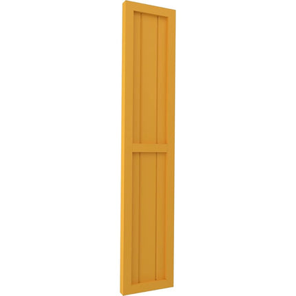 Ekena Millwork ARW101BF311X33TUH Americraft Three Exterior Real Wood Two Equal Panel Framed Board-n-Batten Shutters (Per Pair), 10 1/2"W x 33"H, Turmeric