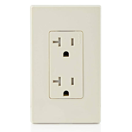 Tomacorriente dúplex de pared Leviton Decora resistente a manipulaciones, 20 A, T5825, almendra clara
