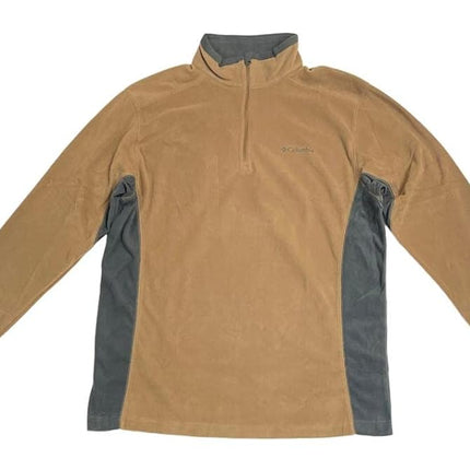 COLUMBIA Men Pine Ridge Half Zip Fleece Pullover Sweatshirt, Beige, M