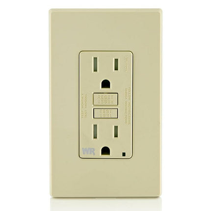Leviton GFWT1-I Self-Test SmartlockPro Slim GFCI Weather-Resistant and Tamper-Resistant Receptacle with LED Indicator, 15 Amp, Ivory