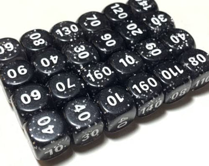 Pokemon Dice x24 Set - Damage Counters - Black W/ Glitter - Trainer Toolkit