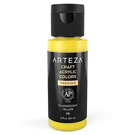 Arteza Craft Acrylic Paint F9 Fluorescent Orange, 60 ml Bottle, Water-Based, Matte Finish, Blendable Paints for Art & DIY Outdoor Projects on Glass, Wood, Ceramics, Fabrics, Paper & Canvas