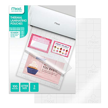 Pochettes de plastification thermique Mead, feuilles de plastification, pochette format lettre, 3 mil, EZ-Align, paquet de 100 (39029)