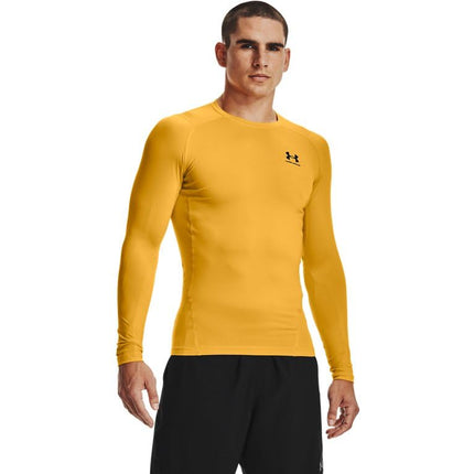Under Armour Men's HeatGear Compression Long Sleeve T-Shirt Crew Neck Sweatshirt, Steeltown Gold (750)/Black, L