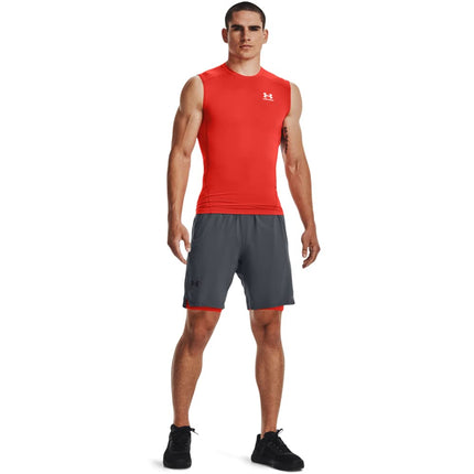 Under Armour Men's HeatGear Compression Sleeveless T-Shirt, (860) Dark Orange / / White, XL