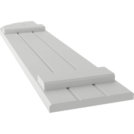 Ekena Millwork ARW101BQ311X33STH Americraft Three 2 Exterior Real Wood Joined Board-n-Batten Shutters w/Arch Top (Per Pair), 10 1/2"W x 33"H, Hailstorm Gray