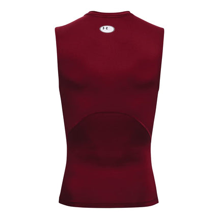 Under Armour Men's HeatGear Compression Sleeveless T-Shirt, Cardinal (625)/White, XXL