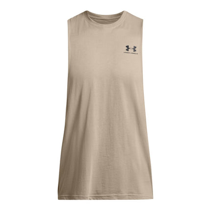 Under Armour Men's Sportstyle Left Chest Cut-Off T-Shirt, (203) Timberwolf Taupe / / Black, XL