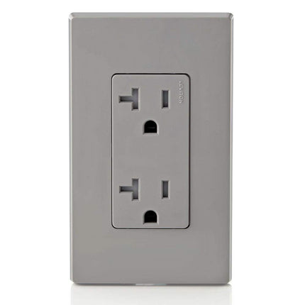 Leviton T5825-GY 20 Amp, Tamper- Resistant, Decora Duplex Receptacle, Residential Grade, Gray