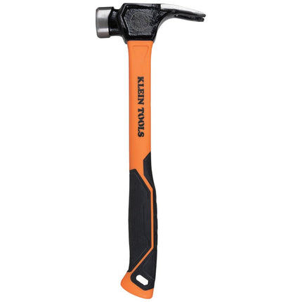 Martillo de garra Klein Tools 832-26 para liniero, 26 onzas, mango de fibra de vidrio, servicio pesado para postes de servicios públicos, cara fresada, naranja de alta visibilidad
