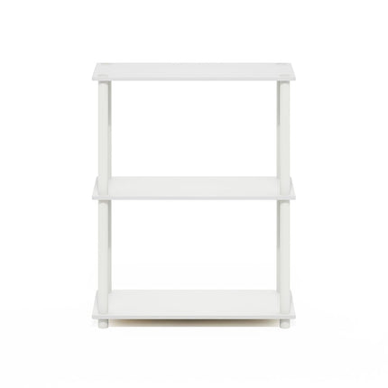 Furinno TURN-N-TUBE Storage Shelves, 3-Tier Book Shelf, Corner Shelf, Toolless Open Shelves, for Organization and Storage, Living Room, Garage, Home Office, White