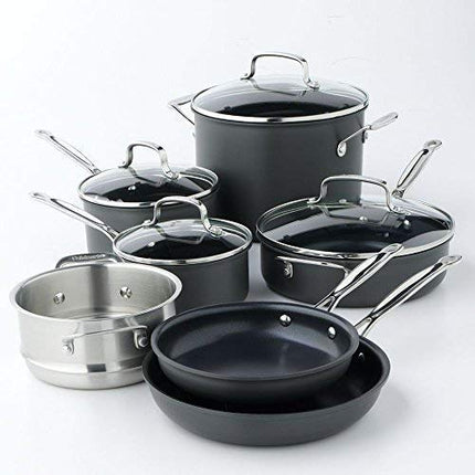 Cuisinart Batería de cocina de 11 piezas, negra, antiadherente anodizado duro Chef's Classic, 66-11