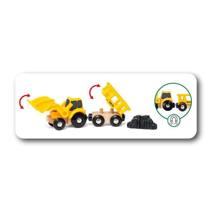 BRIO World Construction Vehicles for Kids Age 3 Years Up - Wooden Railway Train Set Add On Accessories