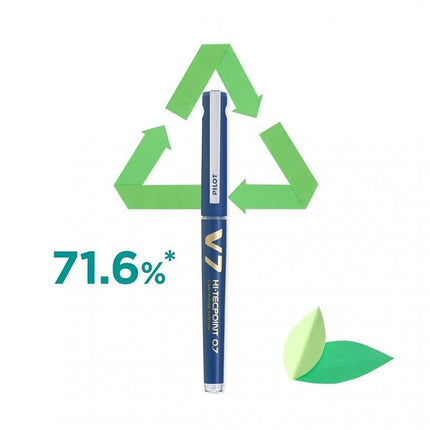 Pilot V7 Hi-Tecpoint Rollerball Pen, 0.7 mm Tip - Black/Blue/Red, Pack of 3