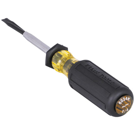 KLEIN TOOLS 6024K Destornillador plano con agarre para tornillos, hoja dividida de 1/4 de pulgada, acción de agarre positiva, mango con amortiguación