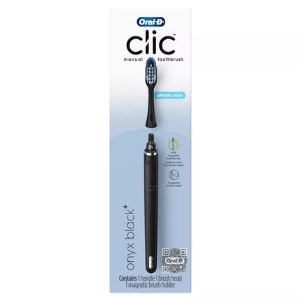 Oral-B Clic Manual Toothbrush, Onyx Black, with Magnetic Toothbrush Holder - 1 Count 049-09-6257 1.0 Count