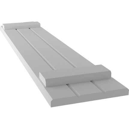 Ekena Millwork ARW101BE311X64PRH Americraft Three 2 Exterior Real Wood Joined Board-n-Batten Shutters w/Elliptical Top (Per Pair), 10 1/2"W x 64"H, Primed