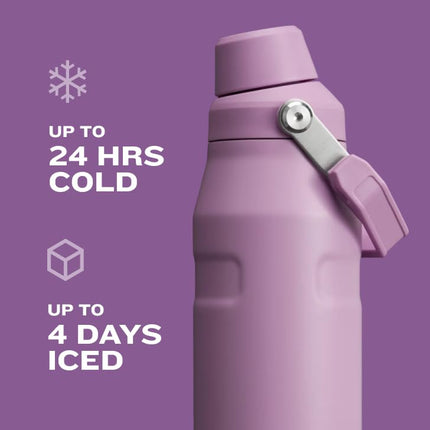 STANLEY IceFlow Fast Flow Water Bottle 24 OZ | Angled Spout Lid | Lightweight & Leakproof for Travel & Gym | Insulated Stainless Steel | BPA-Free | Fog Glimmer