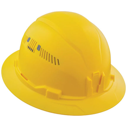 Klein Tools 60262 Hard Hat, Vented, Full Brim Style, Padded Self-Wicking Odor-Resistant Sweatband, Yellow