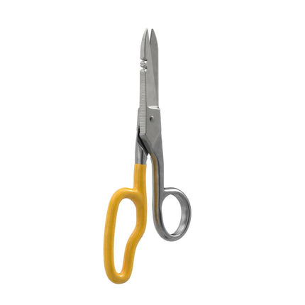 Stainless Steel Scissors, Electrician Free Fall Snips KLEIN TOOLS 2100-8, Yellow/Silver