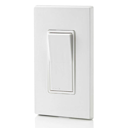 Leviton 15 Amp, 120/277 Volt, Decora Rocker Single-Pole AC Quiet Switch, Residential Grade, Grounding, 5601-2W, White