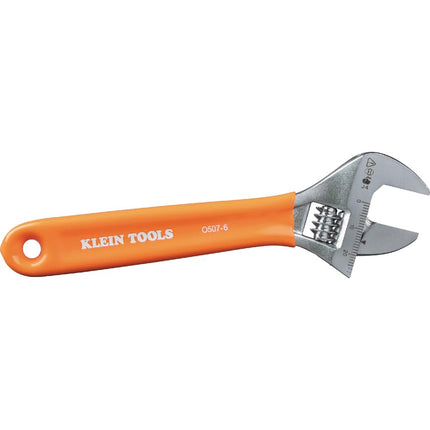 Klein Tools O5076 Adjustable Wrench, Precision Forged 1 1/2-Inch Extra-Capacity Jaw, SAE and Metric Scales, Plastic-Dipped Handle, 6-Inch