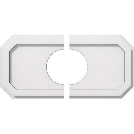 18"W x 9"H x 5"ID x 6 1/4"C x 1"P Emerald Architectural Grade PVC Contemporary Ceiling Medallion, Two Piece