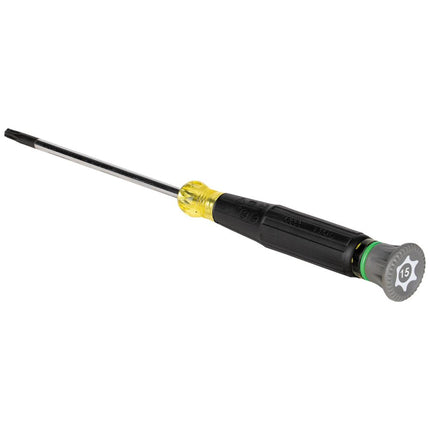 Klein Tools 6333 Mini Precision Screwdriver, T15H TORX Tamperproof Tool with Cushion-Grip Handle and Color Coded Rings, 3-Inch Shank