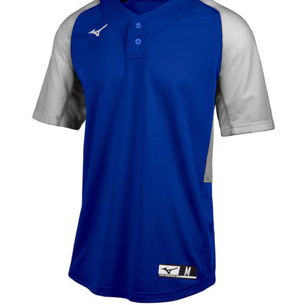 Mizuno Youth Aerolite 2-Button Baseball Jersey, Royal-Grey, X-Large