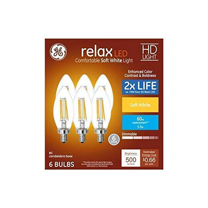 GE Relax 60-Watt EQ Soft White Dimmable LED Candle