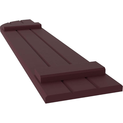 Ekena Millwork ARW101BQ311X31WRH Americraft Three 2 Exterior Real Wood Joined Board-n-Batten Shutters w/Arch Top (Per Pair), 10 1/2"W x 31"H, Wine Red