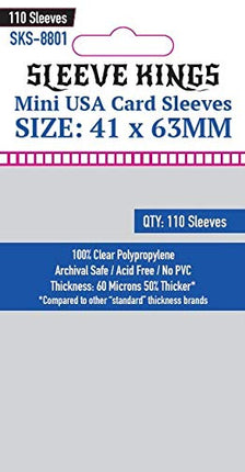 Sleeve Kings Mini USA Card Sleeves 41 X 63 mm (10x110 Pack, 1100 Sleeves)