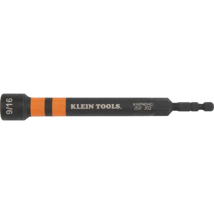 Klein Tools 916PNDHC 9/16-Inch Magnetic Color-Coded Power Nut Driver, SAE, Impact-Rated Hollow Nut Driver with 5-Inch Extended Reach Shaft