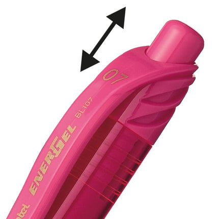 Pentel EnerGel BL107-P Gel-Ink Roller Ball Pens with Click Top, 0.35 mm - Pink (Pack of 12)