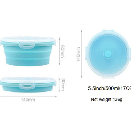 trrcylp 3Pack Collapsible Silicone Food Storage Containers with Lid 17OZ Foldable Lunch Bowls for Microwave Freezer Dishwasher Safe (500ml Round)