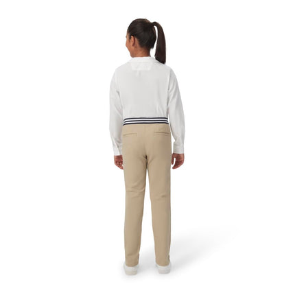 Pantalones elásticos ajustados (skinny fit) sin cierre con cintura elástica y bolsillos French Toast para niñas, uniforme escolar para niños, Caqui, 2T