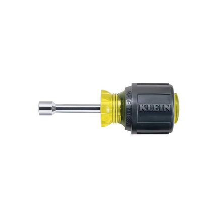 Klein Tools 610-1/4 1/4-Inch Stubby Nut Driver, Made in USA, 1-1/2-Inch Hollow Shaft and Cushion Grip Handle