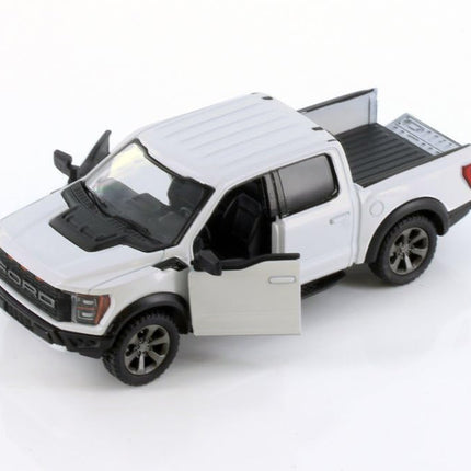 KiNSMART - 2022 Ford F-150 Raptor 5" 1:46 Scale Die Cast Model Toy Truck (White)