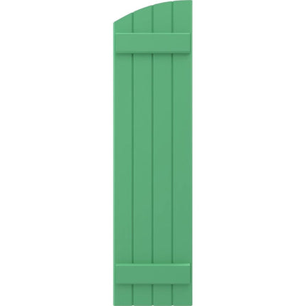 Ekena Millwork ARW101BE414X34LPH Americraft Four 2 Exterior Real Wood Joined Board-n-Batten Shutters w/Elliptical Top (Per Pair), 14"W x 34"H, Lily Pads