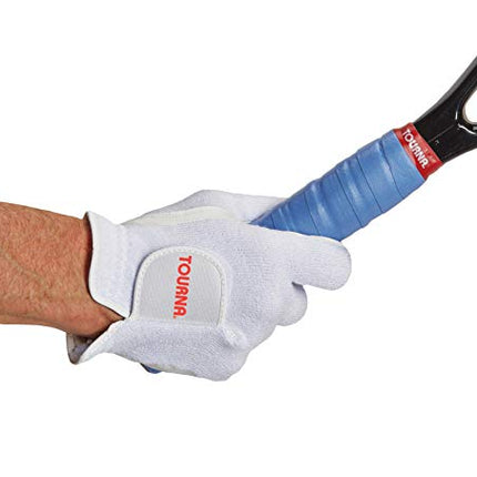 Tourna Tennis Glove-Mens Half, Finger-Large-Left, White (TGH-M-L-L)