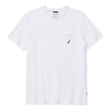 Nautica Men's Solid Crew Neck Short-Sleeve Pocket T-Shirt, Bright White, 5X-Large Tall