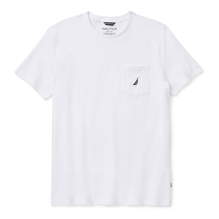 Nautica Men's Solid Crew Neck Short-Sleeve Pocket T-Shirt, Bright White, 5X-Large Tall